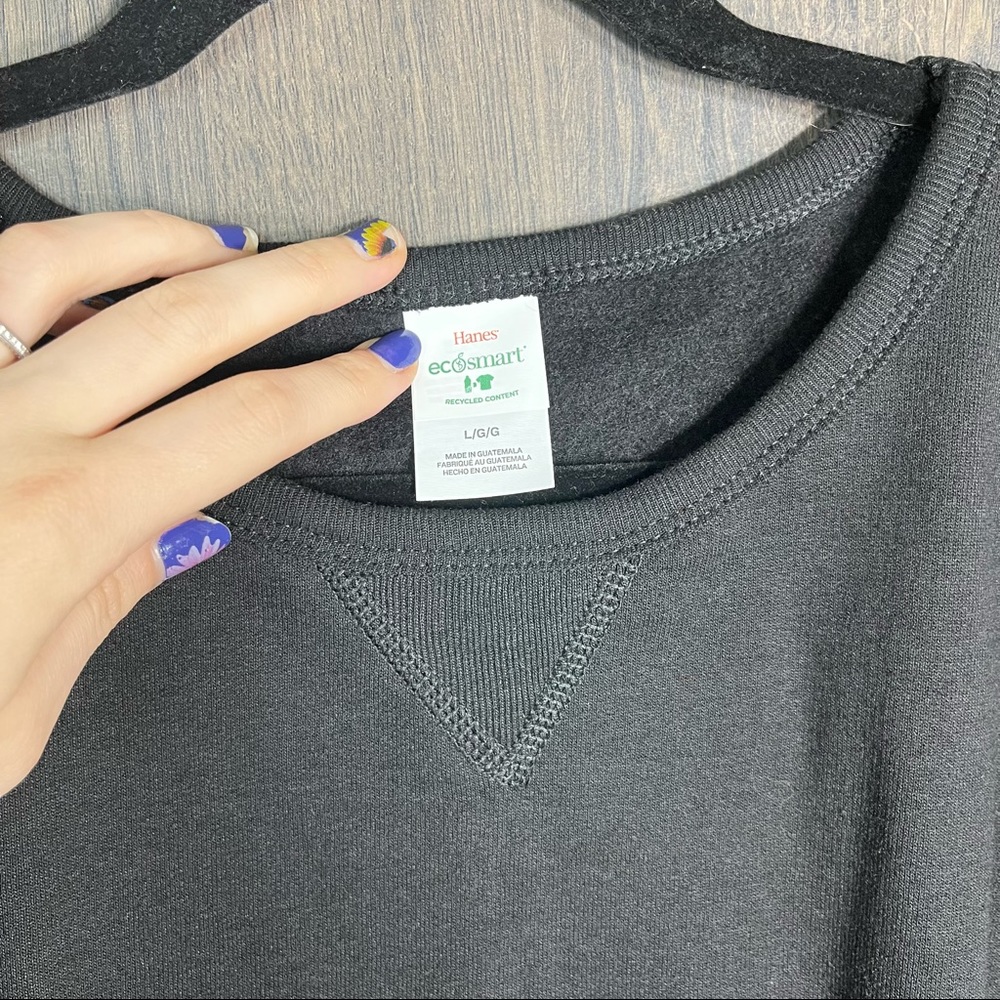 3/$30nwot Hanes Ecosmart Black Crew Neck Sweater Size Large View 5